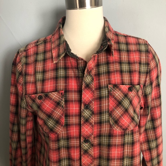 Junk Food Peace Sign Orange Flannel Button Up - Picture 4 of 9